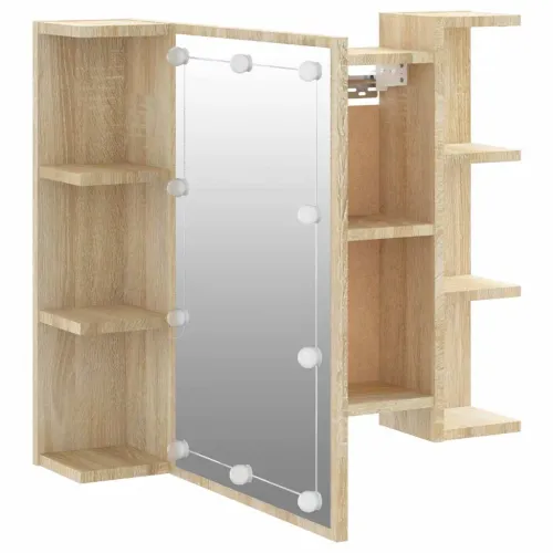 Ormarić s ogledalom LED boja hrasta sonome 70 x 16,5 x 60 cm - Sonoma hrast Cijena