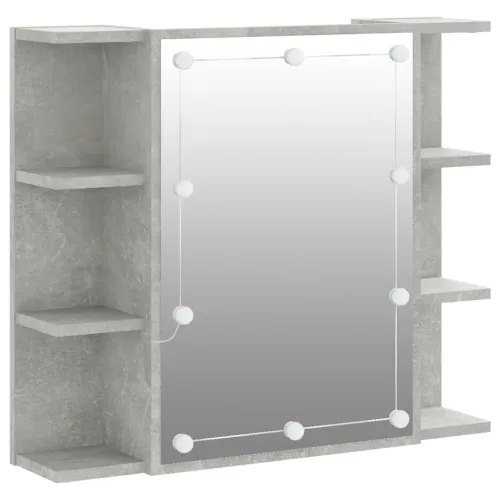 Ormarić s ogledalom i LED svjetlima boja betona 70x16,5x60 cm - Beton siva Cijena