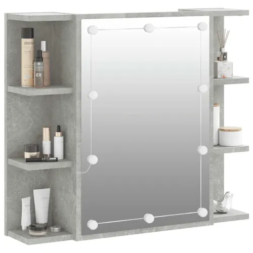 Ormarić s ogledalom i LED svjetlima boja betona 70x16,5x60 cm - Beton siva Cijena
