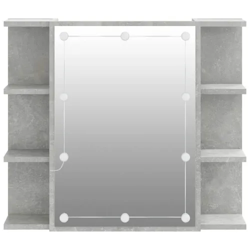 Ormarić s ogledalom i LED svjetlima boja betona 70x16,5x60 cm - Beton siva Cijena