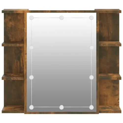 Ormarić s ogledalom LED boja dimljenog hrasta 70 x 16,5 x 60 cm - Dimljeni hrast Cijena