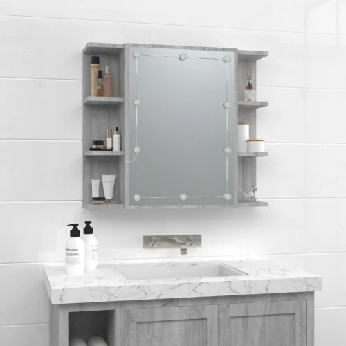 Ormarić s ogledalom LED boja hrasta sonome 70 x 16,5 x 60 cm - Sivi hrast sonoma Cijena