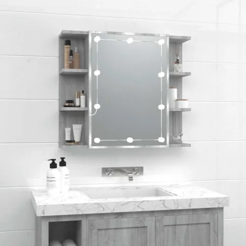 Ormarić s ogledalom LED boja hrasta sonome 70 x 16,5 x 60 cm - Sivi hrast sonoma Cijena