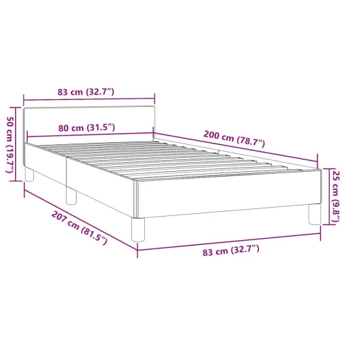 Okvir za krevet s uzglavljem bez madraca crni 80x200 cm - Crna 80 x 200 cm Cijena