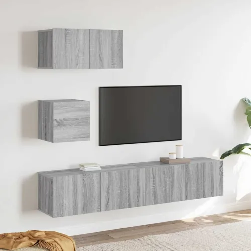 4-dijelni set TV ormarića sivog sonome konstruirano drvo - Sivi hrast sonoma 4 60/80 cm Cijena