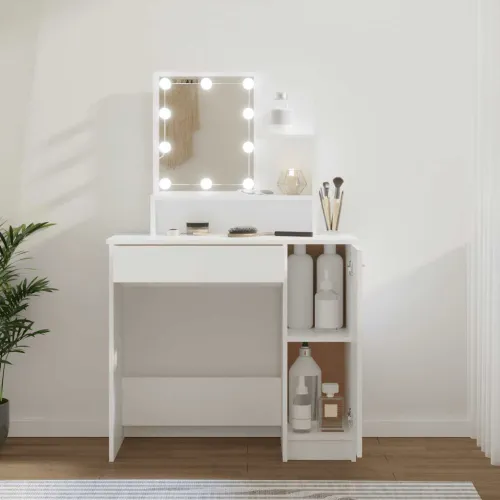 Toaletni stolić s LED svjetlima bijeli 86,5x35x136 cm - Bijela 1 Cijena