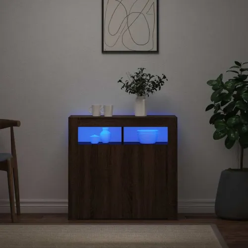 Komoda s LED svjetlima boja dimljenog hrasta 80 x 35 x 75 cm - Smeđi hrast 80 x 35 x 75 cm Cijena