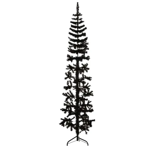Tanka umjetna polovica božićnog drvca sa stalkom crna 180 cm - Crna 180 cm 1 1 Cijena