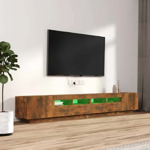 3-dijelni set TV ormarića LED boja dimljenog hrasta drveni - Dimljeni hrast 1 Cijena