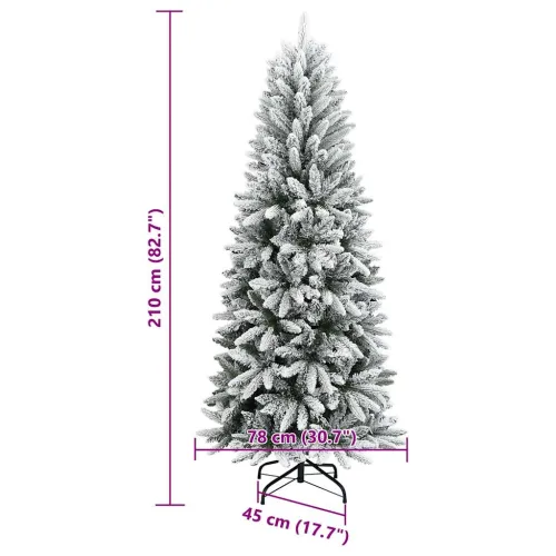 Umjetno božićno drvce sa snijegom 210 cm PVC i PE - 210 cm bez LED svjetala Zelena i bijela Cijena