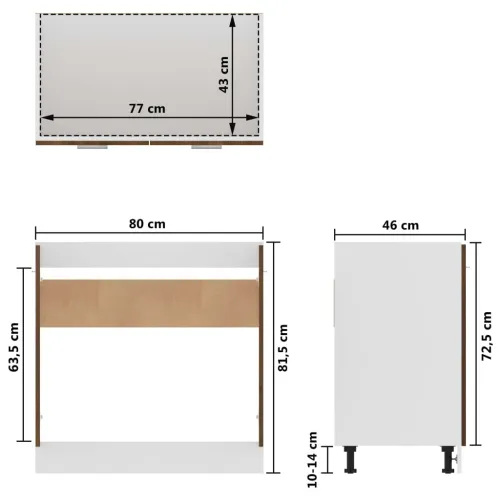 Ormarić za sudoper “Lyon” Smeđi hrast 80x46x81,5 cm Konstruirano drvo - Smeđi hrast 1 1 x donji ormarić (2 vrata) 80 cm 1 Cijena
