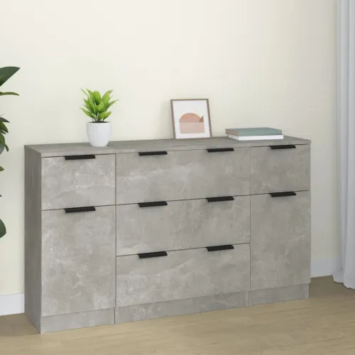 3-dijelni set komoda siva boja betona od konstruiranog drva - Beton siva 3 Beton siva Cijena