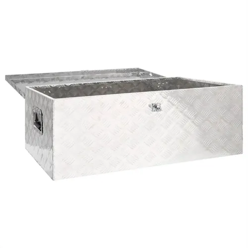 Kutija za pohranu srebrna 100 x 55 x 37 cm aluminijska - Srebrno 100 x 55 x 37 cm Cijena