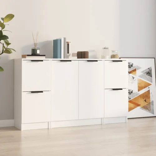 Komode bijela 3 kom od konstruiranog drva - Bijela 3 Cijena