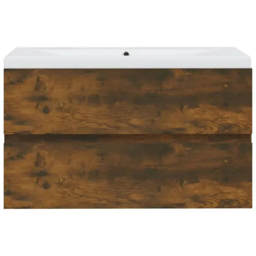 Ormarić s ugrađenim Lavabo - Umivaonikom boja dimljenog hrasta drveni - Dimljeni hrast 80 x 38.5 x 45 cm 1 bez slavine i odvoda Cijena