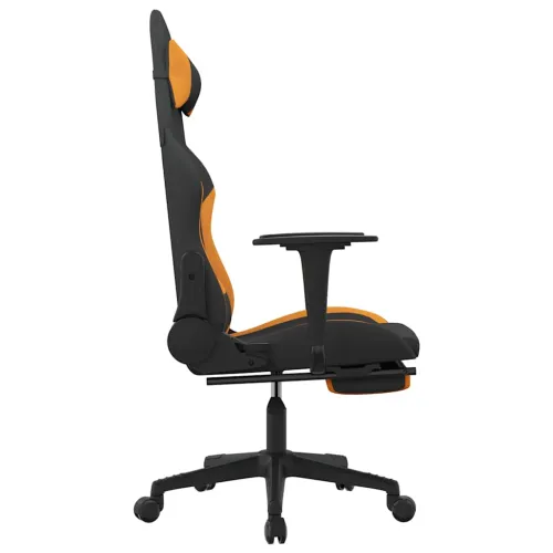 Masažna Gaming stolica od tkanine s osloncem crno-narančasta - Tamnožuta Sa naslonom za noge Cijena