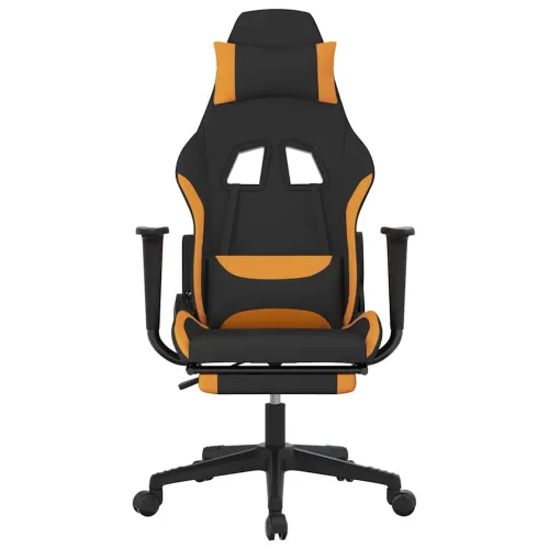 Masažna Gaming stolica od tkanine s osloncem crno-narančasta - Tamnožuta Sa naslonom za noge Cijena