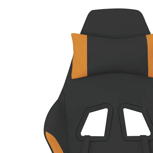 Masažna Gaming stolica od tkanine s osloncem crno-narančasta - Tamnožuta Sa naslonom za noge Cijena