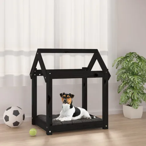 Krevet za pse crni 61x50x70 cm od masivne borovine - Crna 61 x 50 x 70 cm Cijena