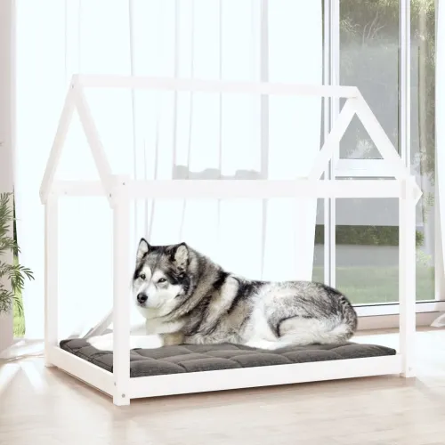 Krevet za pse bijeli 111x80x100 cm od masivne borovine - Bijela 111 x 80 x 100 cm Cijena