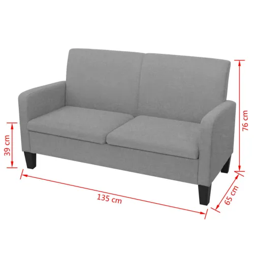 Kauč Dvosjed 135x65x76 cm Svijetlo Sivi - Svjetlosiva Dvosjedi Svjetlosiva Dvosjedi Cijena