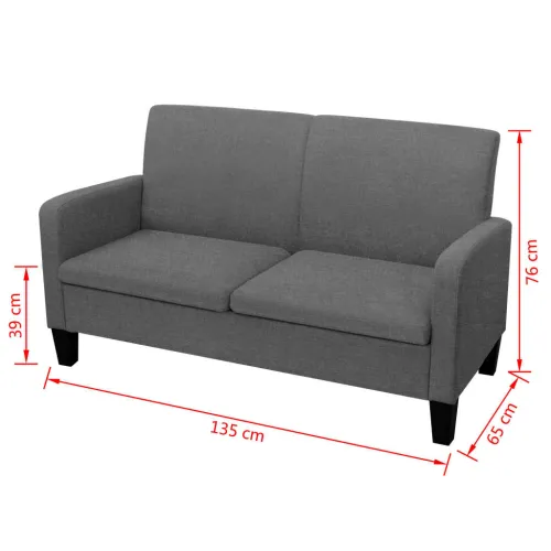 Kauč Dvosjed 135x65x76 cm Tamno Sivi - Tamno siva Dvosjedi Tamno siva Dvosjedi Cijena