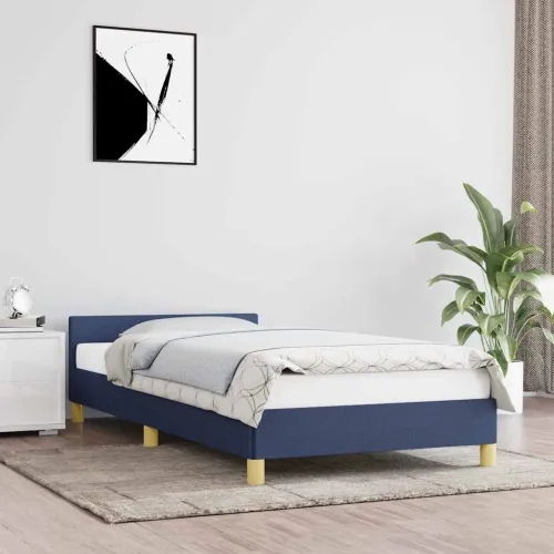 Okvir za krevet s uzglavljem bez madraca plavi 80x200cm tkanine - Plava 80 x 200 cm Cijena