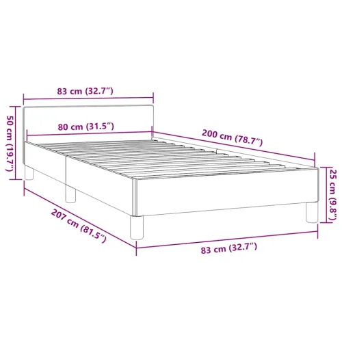 Okvir za krevet s uzglavljem bez madraca plavi 80x200cm tkanine - Plava 80 x 200 cm Cijena
