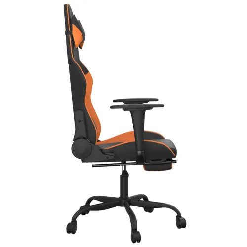 Masažna Gaming stolica s osloncem crno-narančasta umjetna koža - Crna i narančasta Sa naslonom za noge Cijena