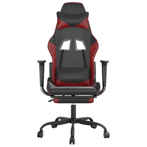 Masažna Gaming stolica s osloncem crna i boja vina umjetna koža - Crna i crvena boja vina Sa naslonom za noge Cijena