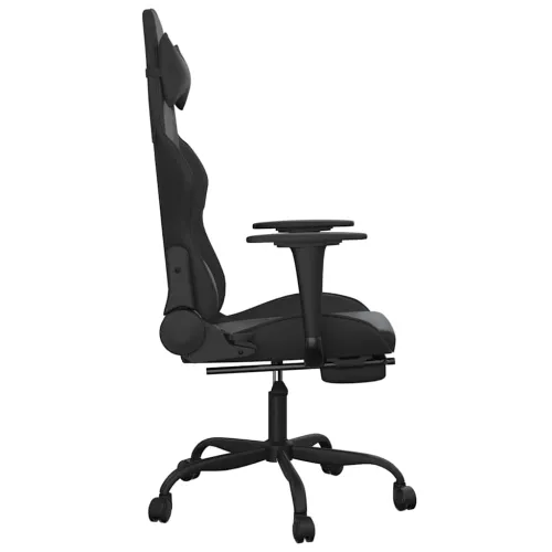 Masažna Gaming stolica s osloncem za noge crna od umjetne kože - Crna Sa naslonom za noge Cijena
