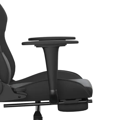 Masažna Gaming stolica s osloncem za noge crna od umjetne kože - Crna Sa naslonom za noge Cijena