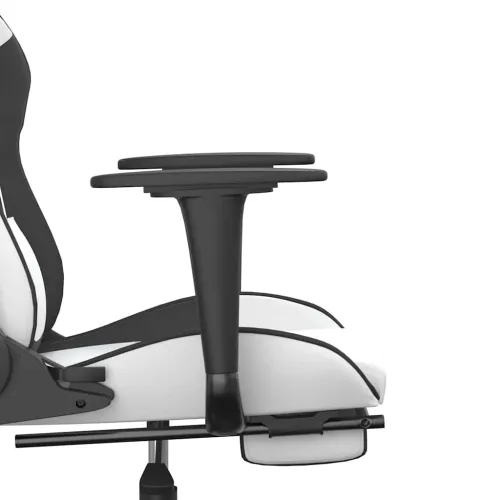 Masažna Gaming stolica s osloncem bijelo-crna od umjetne kože - Bijela i crna Sa naslonom za noge Cijena