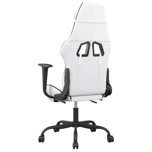 Masažna Gaming stolica s osloncem bijelo-crna od umjetne kože - Bijela i crna Sa naslonom za noge Cijena