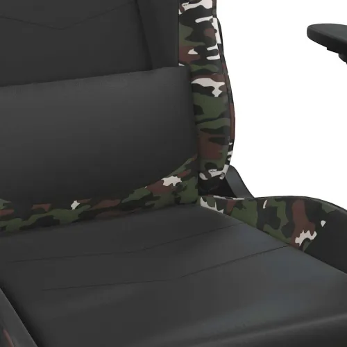 Masažna Gaming stolica s osloncem crno-maskirna od umjetne kože - Crna i maskirna Sa naslonom za noge Cijena
