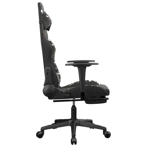 Masažna Gaming stolica s osloncem crno-maskirna od umjetne kože - Crna i maskirna Sa naslonom za noge Cijena