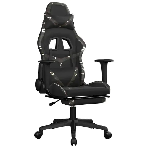 Masažna Gaming stolica s osloncem crno-maskirna od umjetne kože - Crna i maskirna Sa naslonom za noge Cijena