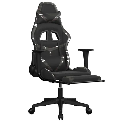 Masažna Gaming stolica s osloncem crno-maskirna od umjetne kože - Crna i maskirna Sa naslonom za noge Cijena