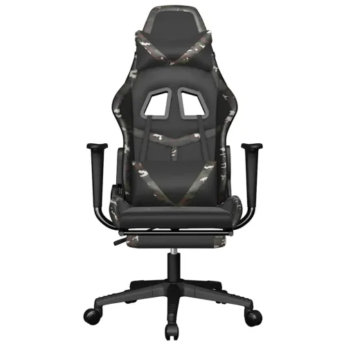 Masažna Gaming stolica s osloncem crno-maskirna od umjetne kože - Crna i maskirna Sa naslonom za noge Cijena