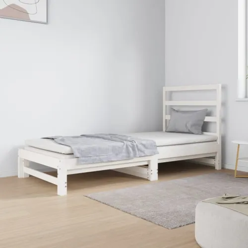 Dnevni ležaj na izvlačenje bijeli 2x(90x190)cm masivna borovina - Bijela Cijena