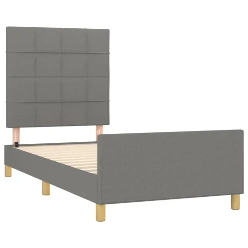 Okvir za krevet bez madraca tamnosivi 80x200 cm od tkanine - Tamno siva 80 x 200 cm Blok s kvadratima Cijena