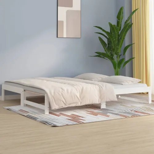 Dnevni ležaj na izvlačenje bijeli 2x(90x190)cm masivna borovina - Bijela 90 x 190 cm Cijena
