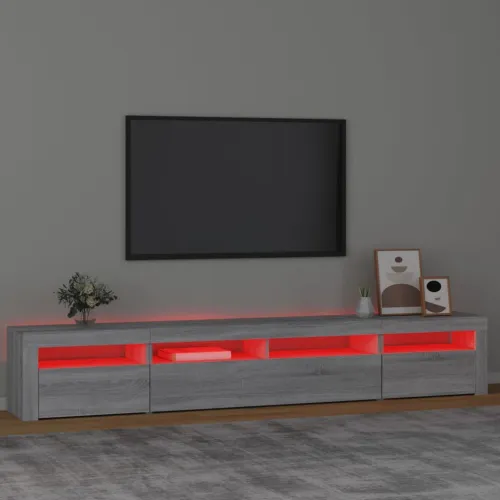TV ormarić s LED svjetlima boja hrasta sonome 240x35x40 cm - Sivi hrast sonoma 1 240 cm Sivi hrast sonoma Cijena