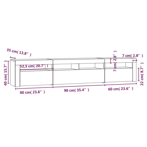 TV ormarić s LED svjetlima boja hrasta sonome 210x35x40 cm - sonoma hrast 1 210 cm Sonoma hrast Cijena