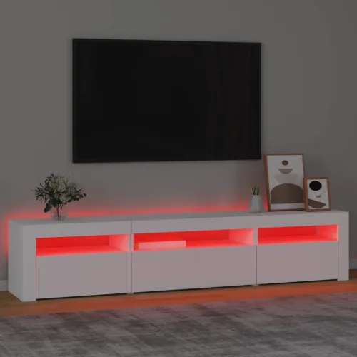 TV ormarić s LED svjetlima bijeli 195x35x40 cm - Bijela 1 195 cm Bijela Cijena