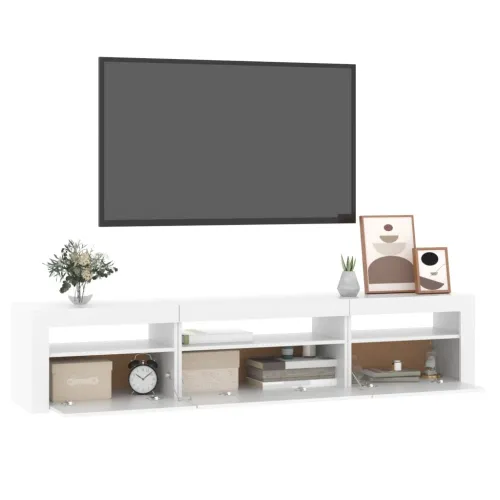 TV ormarić s LED svjetlima bijeli 195x35x40 cm - Bijela 1 195 cm Bijela Cijena