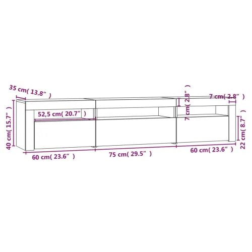 TV ormarić s LED svjetlima bijeli 195x35x40 cm - Bijela 1 195 cm Bijela Cijena