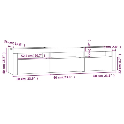 TV ormarić s LED svjetlima boja hrasta sonome 180x35x40 cm - Sivi hrast sonoma 1 180 cm Sivi hrast sonoma Cijena