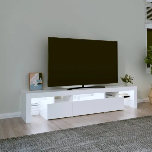 TV ormarić s LED svjetlima bijeli 200x36,5x40 cm - Bijela 2 200 cm Bijela Cijena