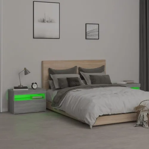 Noćni ormarići 2 kom s LED svjetlima sivog sonome 60x35x40 cm - Sivi hrast sonoma 2 Cijena